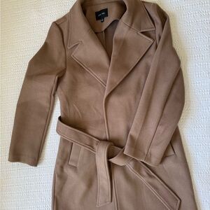 Tan wool blend Belted Women's Coat